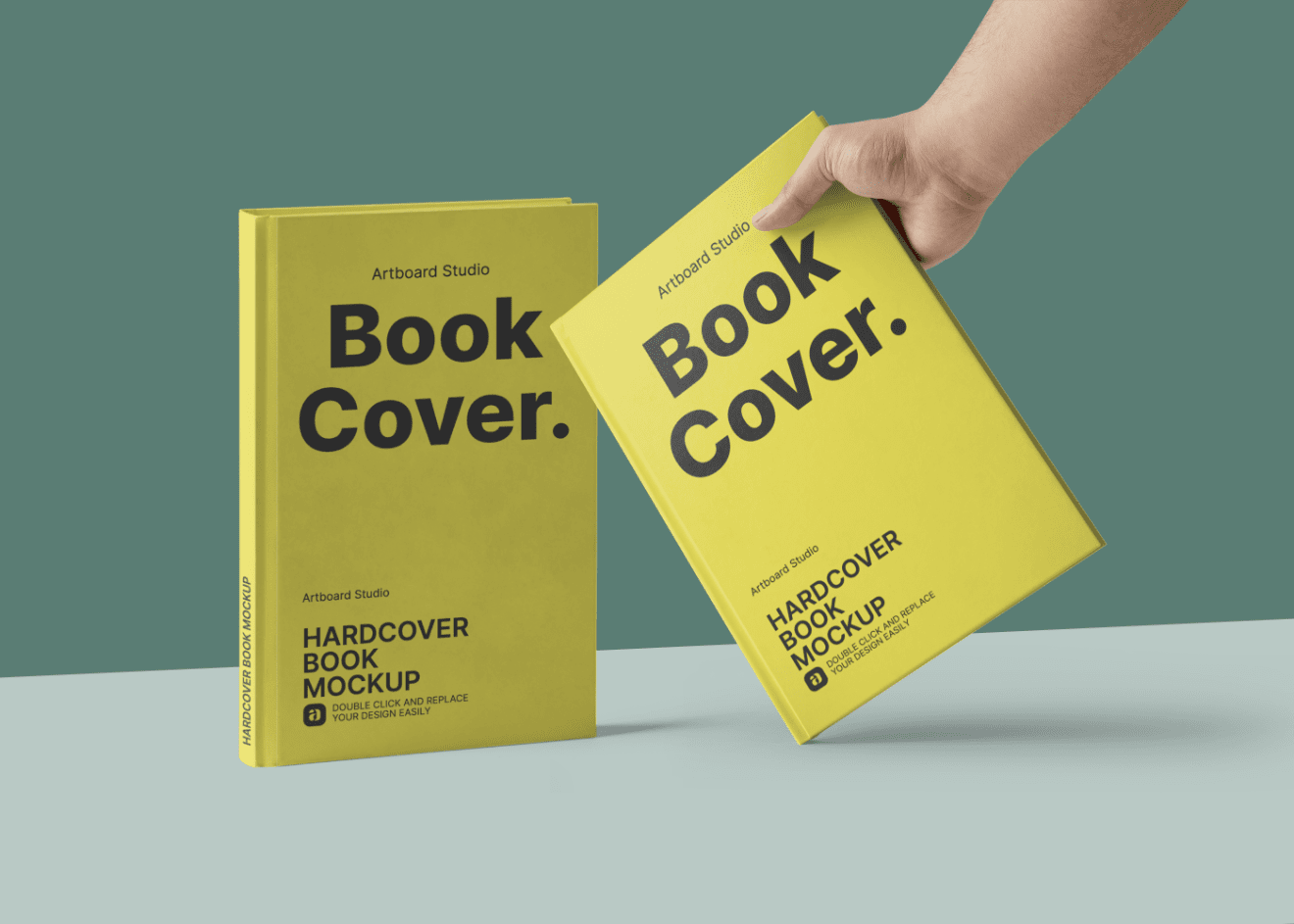 This book mockup will show the interior pages of your client's work set against a realistic backdrop. Hardcover Book Mockup Template